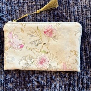 Floral White Pouch with Tassel